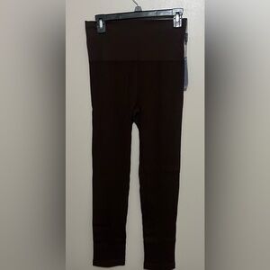 Elietian Leggings Ribbed Brown Tummy Control High Waisted Size One Size